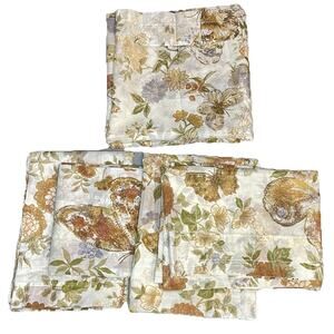 Vintage Handmade Butterfly Floral Curtains Set 1 Long Panel 4 Small Panels Boho